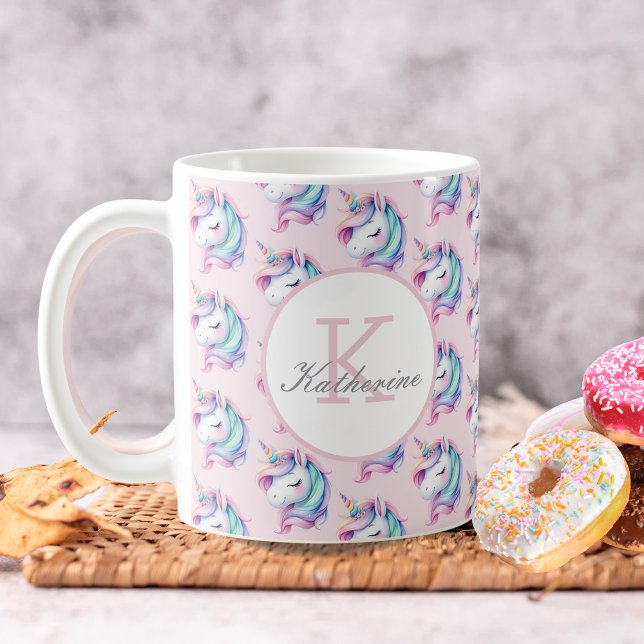 Unicorn Niedliches Wasserfarbmuster Individuelle N Kaffeetasse (Von Creator hochgeladen)