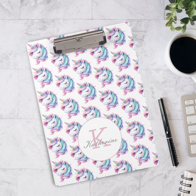 Unicorn Niedliches Wasserfarbmuster Individuelle N Klemmbrett (Von Creator hochgeladen)
