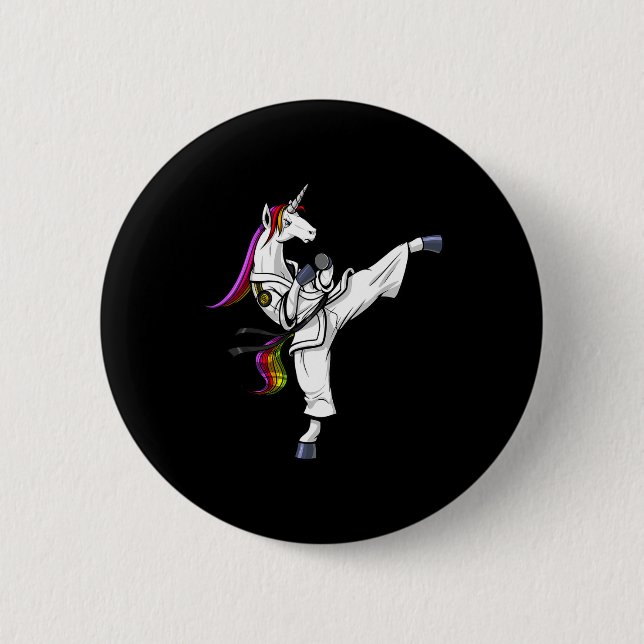 Unicorn Ninja Karate Martial Art Kickboxing Jiu Ji Button (Vorderseite)