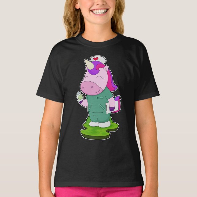 Unicorn Nurse Medicine T-Shirt (Vorderseite)