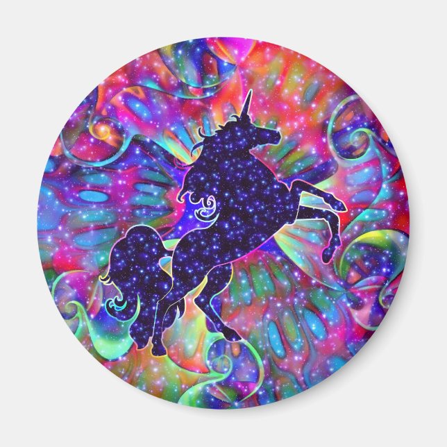 UNICORN OF THE UNIVERSE multicolored Magnet (Vorne)