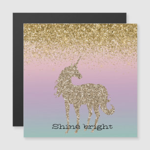 Unicorn Ombre Gold Glitzer Magnetkarte