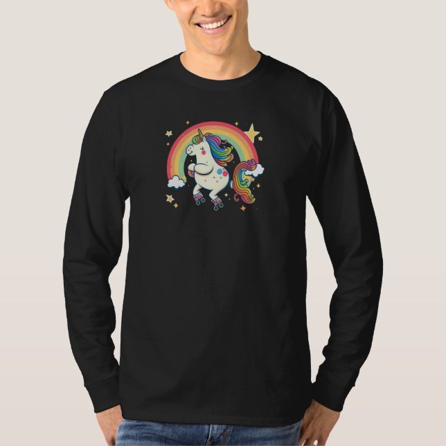 Unicorn On Skates Roller Derby T-Shirt (Vorderseite)