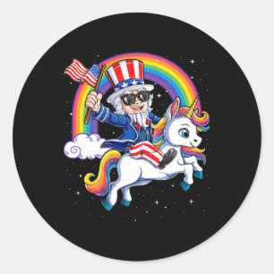 Unicorn Onkel Sam 4. Juli Mericorn Männer Frauen U Runder Aufkleber