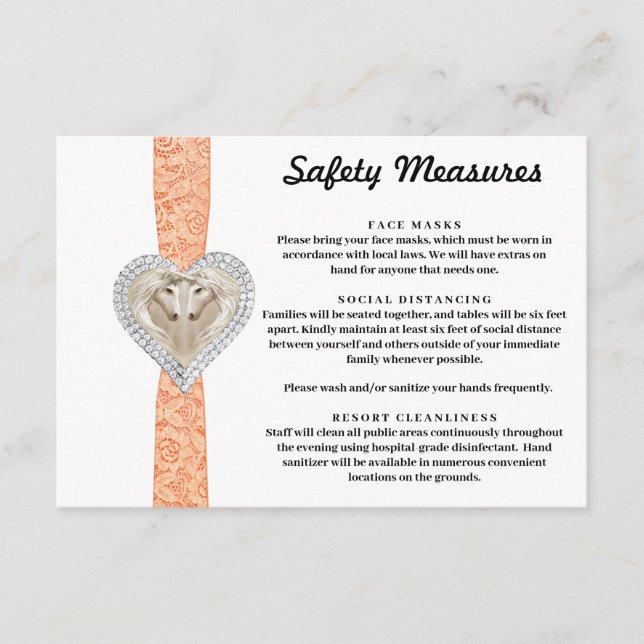 Unicorn Orange Lace Safety Measures Begleitkarte (Vorderseite)