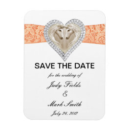 Unicorn Orange Lace Save the Date Magnet