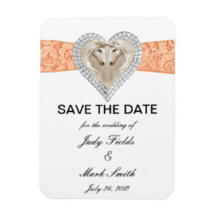 Unicorn Orange Lace Save the Date Magnet