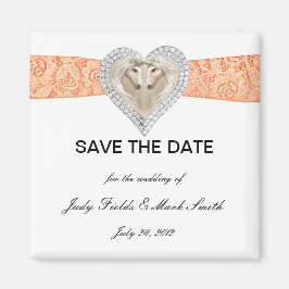 Unicorn Orange Lace Save the Date Magnet