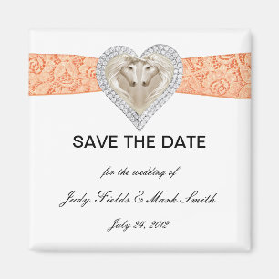 Unicorn Orange Lace Save the Date Magnet