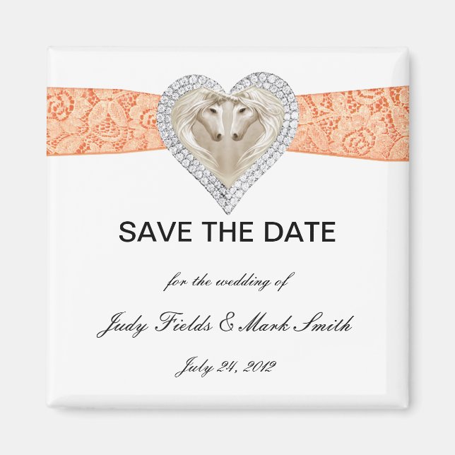 Unicorn Orange Lace Save the Date Magnet (Vorne)