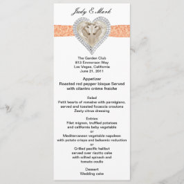 Unicorn Orange Lace Wedding Menu Card Menükarte