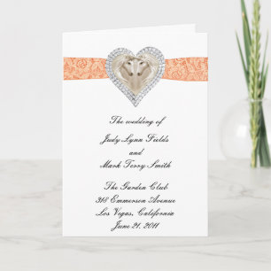 Unicorn Orange Lace Wedding Program Card Programm