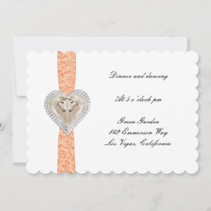 Unicorn Orange Lace Wedding Reception Card Einladung