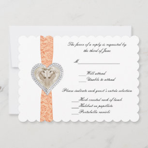 Unicorn Orange Lace Wedding Response Card Einladung