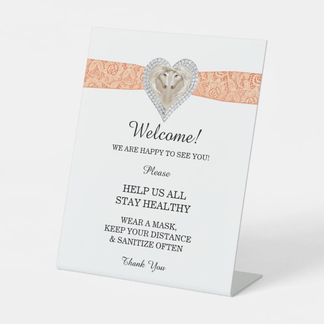 Unicorn Orange Lace Wedding Safety Sockelschild (Vorderseite)