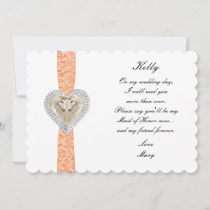 Unicorn Orange Lace Wedding Trauzeugin Card Einladung