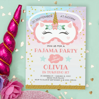 Unicorn Pajama Party Einladung