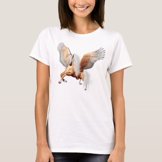 Unicorn Palomino Pegasus Horse Lover T-Shirt (Vorderseite)