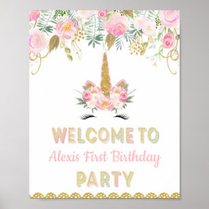 Unicorn Party Begrüßungszeichen Poster