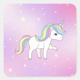 Unicorn Party Collection! Quadratischer Aufkleber