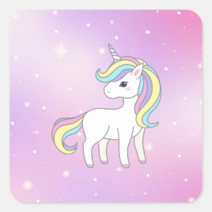 Unicorn Party Collection! Quadratischer Aufkleber