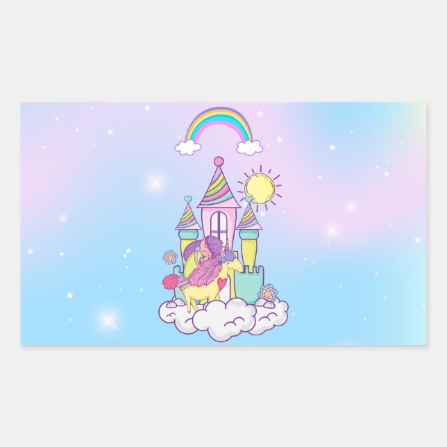 Unicorn Party Collection! Rechteckiger Aufkleber (Vorderseite)