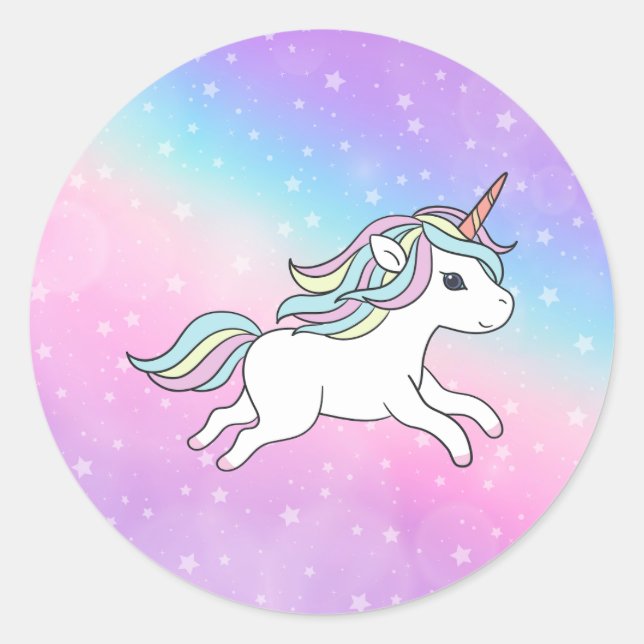 Unicorn Party Collection! Runder Aufkleber (Vorderseite)