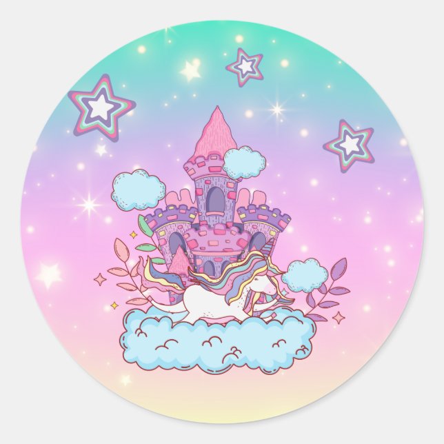 Unicorn Party Collection! Runder Aufkleber (Vorderseite)