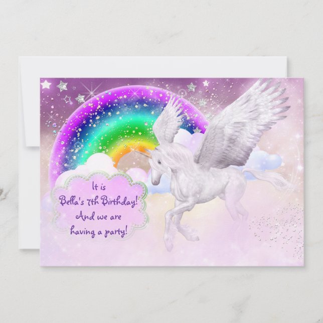 Unicorn-Party Einladung (Vorderseite)