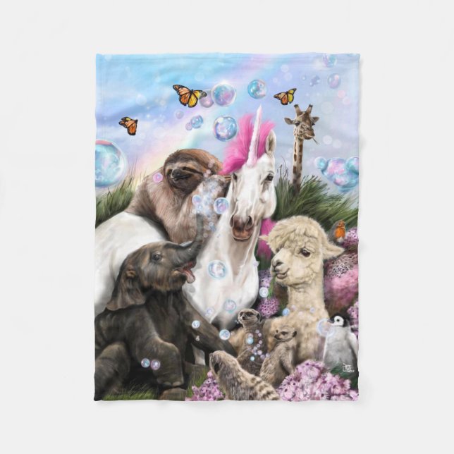 Unicorn-Party Fleecedecke (Vorderseite)