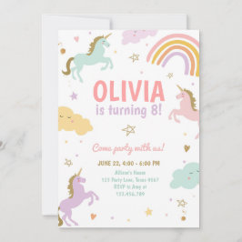 Unicorn Party Magical Rainbow Unicorn Birthday Inv Einladung