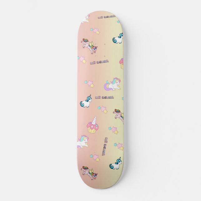 Unicorn Party Pastel Kei Skateboard (Vorderseite)