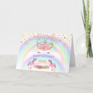 Unicorn Party Rainbow 1. Geburtstagskurve Dankeskarte