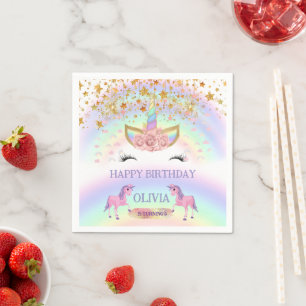 Unicorn Party Rainbow 1. Geburtstagskurve Serviette