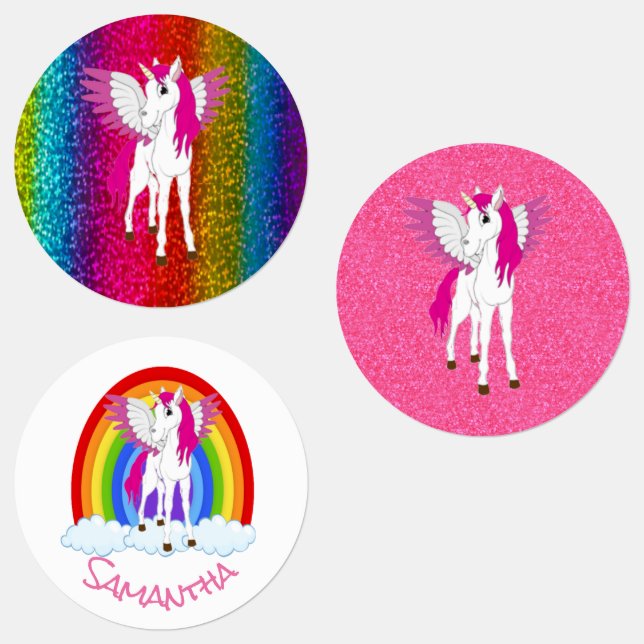 Unicorn-Party-Regenbogen Etiketten (Gruppe)