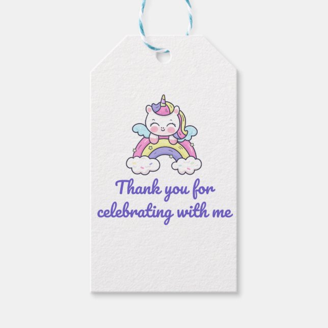 Unicorn-Party-Rundkleber Geschenkanhänger (Vorderseite)