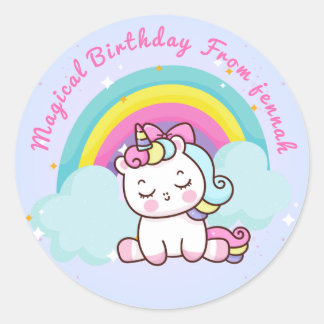 Unicorn-Party-Rundkleber Runder Aufkleber