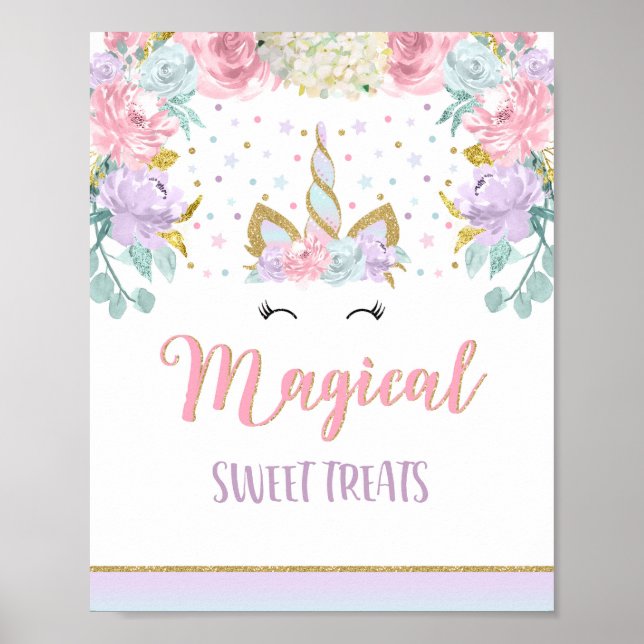 Unicorn Party Table Sign Magical Unicorn Poster (Vorne)