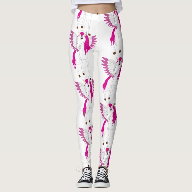 Unicorn Party Weiße Leggings (Vorderseite)