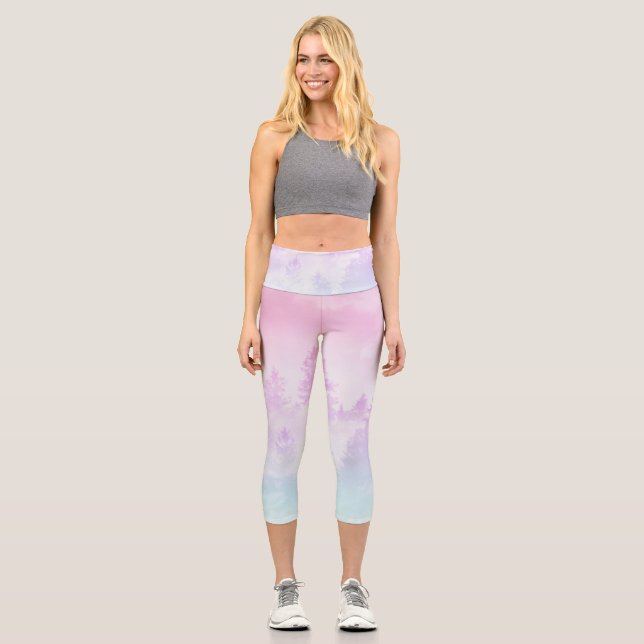 Unicorn Pastel Forest Dream #1 #decor #art Capri Leggings (Vorderseite)