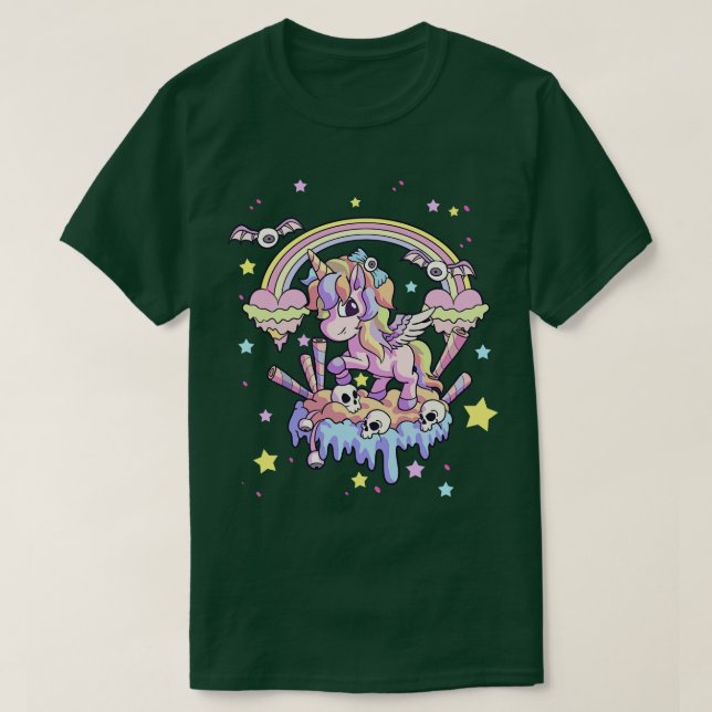 Unicorn Pastel Goth Niedlich Creepy Gothic Kawaii  T-Shirt (Design vorne)