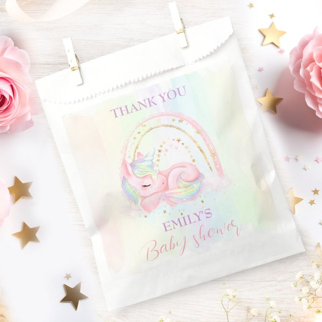Unicorn Pastel Rainbow Baby Shower Geschenktütchen (Unicorn Pastel Rainbow Baby Shower Favor Bag)
