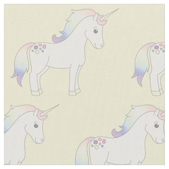 Unicorn Pastel Rainbow Yellow Stoff (Nahaufnahme)