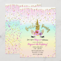 Unicorn Pastel Rainbow Zuckerguss Tropfen Geburtst