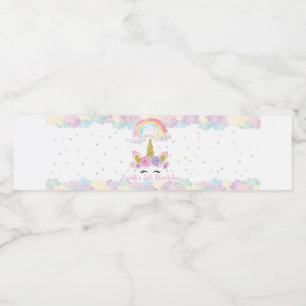 Unicorn Pastel Wasser Flasche Etikett