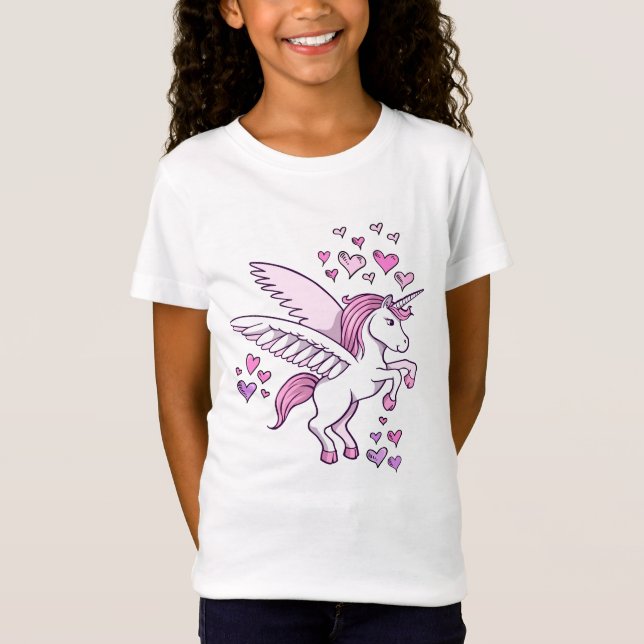 Unicorn-Pegasus-Herz-T - Shirt (Vorderseite)