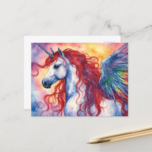 Unicorn Pegasus mit Red Mane Postkarte