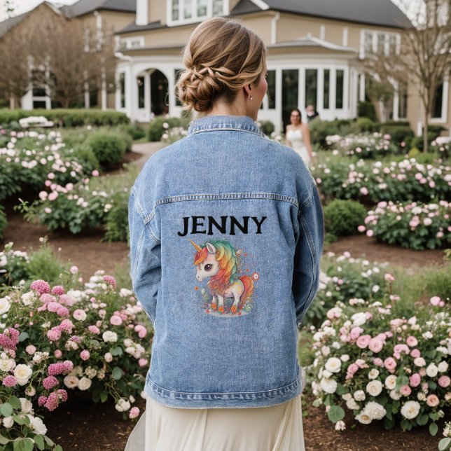 UNICORN PERSONALISIERT CUSTOM JEAN DENIM JACKET JEANSJACKE (Hochzeit Rückseite)