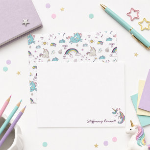 Unicorn Personalisiert Girl Stationery Mitteilungskarte