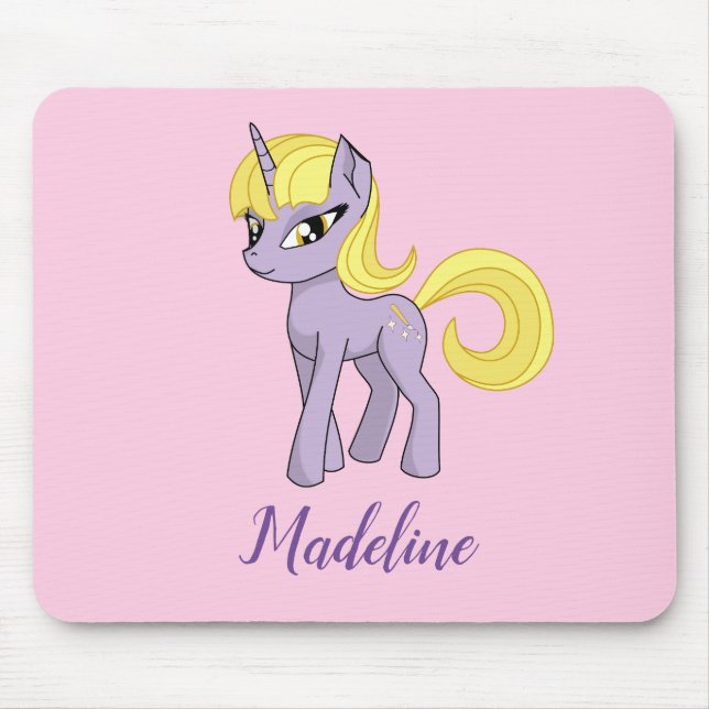 Unicorn Personalisiert Girls Pink Mouse Pad Mousepad (Vorne)